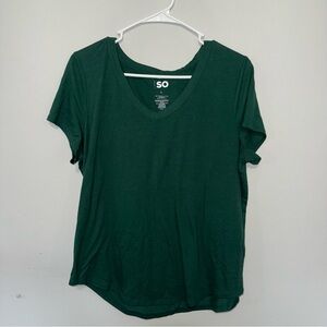 SO Green V Neck Tee Size Large Soft Basic T Shirt Casual Everyday Top